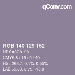 Código de color: RGB 140 129 152 | qconv.com