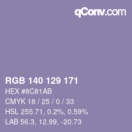 カラーコード: RGB 140 129 171 | qconv.com