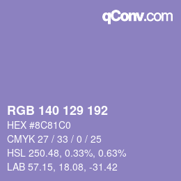 Color code: RGB 140 129 192 | qconv.com