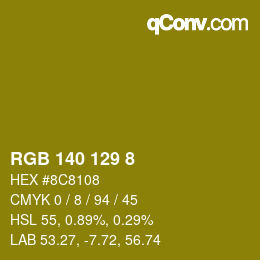 Color code: RGB 140 129 8 | qconv.com