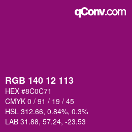 Color code: RGB 140 12 113 | qconv.com