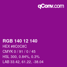 Color code: RGB 140 12 140 | qconv.com