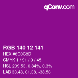颜色代码: RGB 140 12 141 | qconv.com