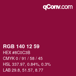 Color code: RGB 140 12 59 | qconv.com