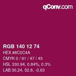 カラーコード: RGB 140 12 74 | qconv.com