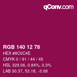 カラーコード: RGB 140 12 78 | qconv.com