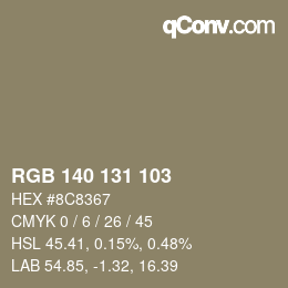 カラーコード: RGB 140 131 103 | qconv.com