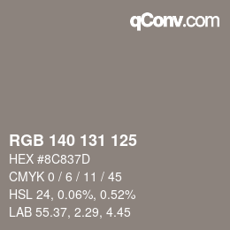Código de color: RGB 140 131 125 | qconv.com