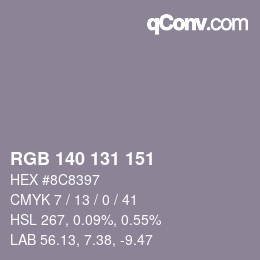 カラーコード: RGB 140 131 151 | qconv.com