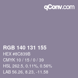 Farbcode: RGB 140 131 155 | qconv.com