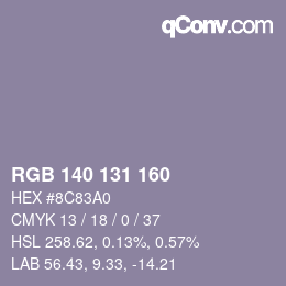 颜色代码: RGB 140 131 160 | qconv.com