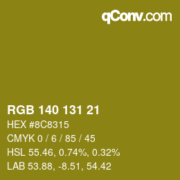 Color code: RGB 140 131 21 | qconv.com