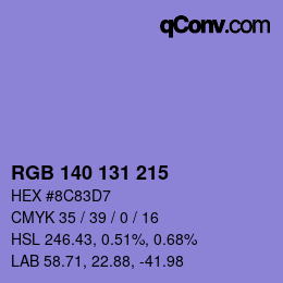 Color code: RGB 140 131 215 | qconv.com