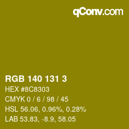 颜色代码: RGB 140 131 3 | qconv.com