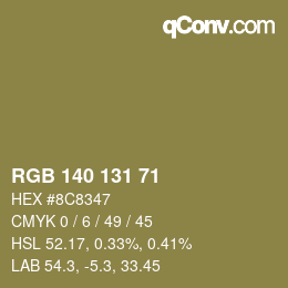 カラーコード: RGB 140 131 71 | qconv.com
