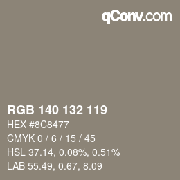颜色代码: RGB 140 132 119 | qconv.com