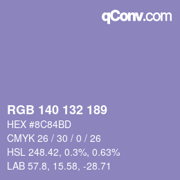 カラーコード: RGB 140 132 189 | qconv.com
