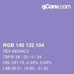 Color code: RGB 140 132 194 | qconv.com