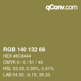 Color code: RGB 140 132 68 | qconv.com