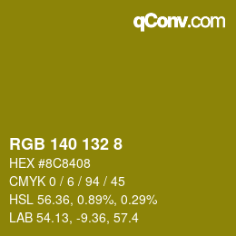 颜色代码: RGB 140 132 8 | qconv.com