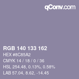 カラーコード: RGB 140 133 162 | qconv.com