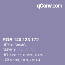 カラーコード: RGB 140 133 172 | qconv.com