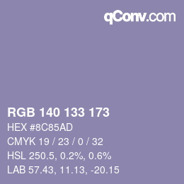 Color code: RGB 140 133 173 | qconv.com