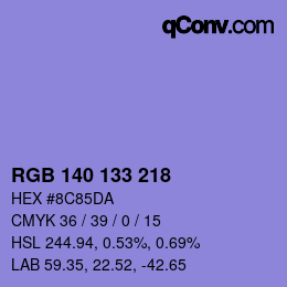 カラーコード: RGB 140 133 218 | qconv.com