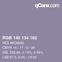 Color code: RGB 140 134 162 | qconv.com