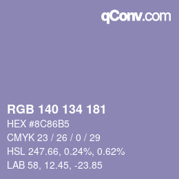 カラーコード: RGB 140 134 181 | qconv.com