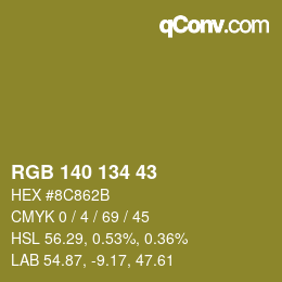 Código de color: RGB 140 134 43 | qconv.com