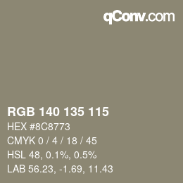 Farbcode: RGB 140 135 115 | qconv.com