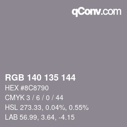 Color code: RGB 140 135 144 | qconv.com