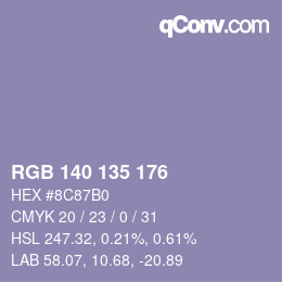 Código de color: RGB 140 135 176 | qconv.com