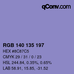 カラーコード: RGB 140 135 197 | qconv.com