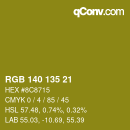 Color code: RGB 140 135 21 | qconv.com