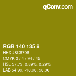 Color code: RGB 140 135 8 | qconv.com