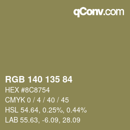 カラーコード: RGB 140 135 84 | qconv.com
