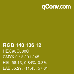 Color code: RGB 140 136 12 | qconv.com