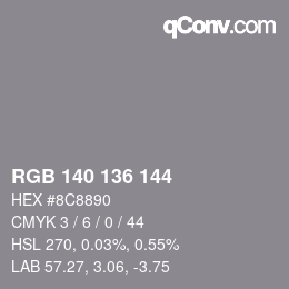 Color code: RGB 140 136 144 | qconv.com