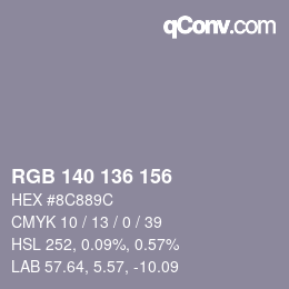 Farbcode: RGB 140 136 156 | qconv.com