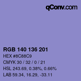 Color code: RGB 140 136 201 | qconv.com