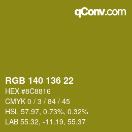 Color code: RGB 140 136 22 | qconv.com