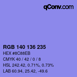 カラーコード: RGB 140 136 235 | qconv.com