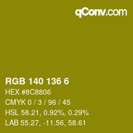 Color code: RGB 140 136 6 | qconv.com