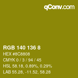 颜色代码: RGB 140 136 8 | qconv.com