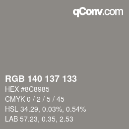 Código de color: RGB 140 137 133 | qconv.com