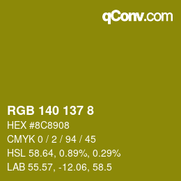 Color code: RGB 140 137 8 | qconv.com