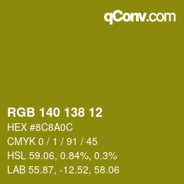 Color code: RGB 140 138 12 | qconv.com