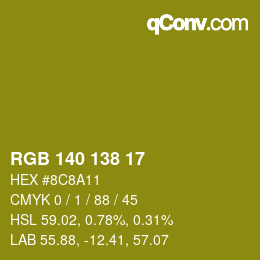 Color code: RGB 140 138 17 | qconv.com